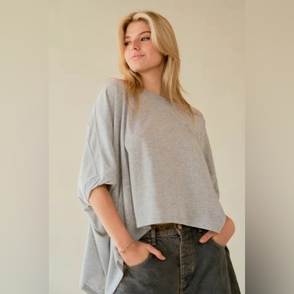 Oversized Drop Shoulder Batwing Sleeve T-Shirt - Davi and Dani - Picture 2 of 3